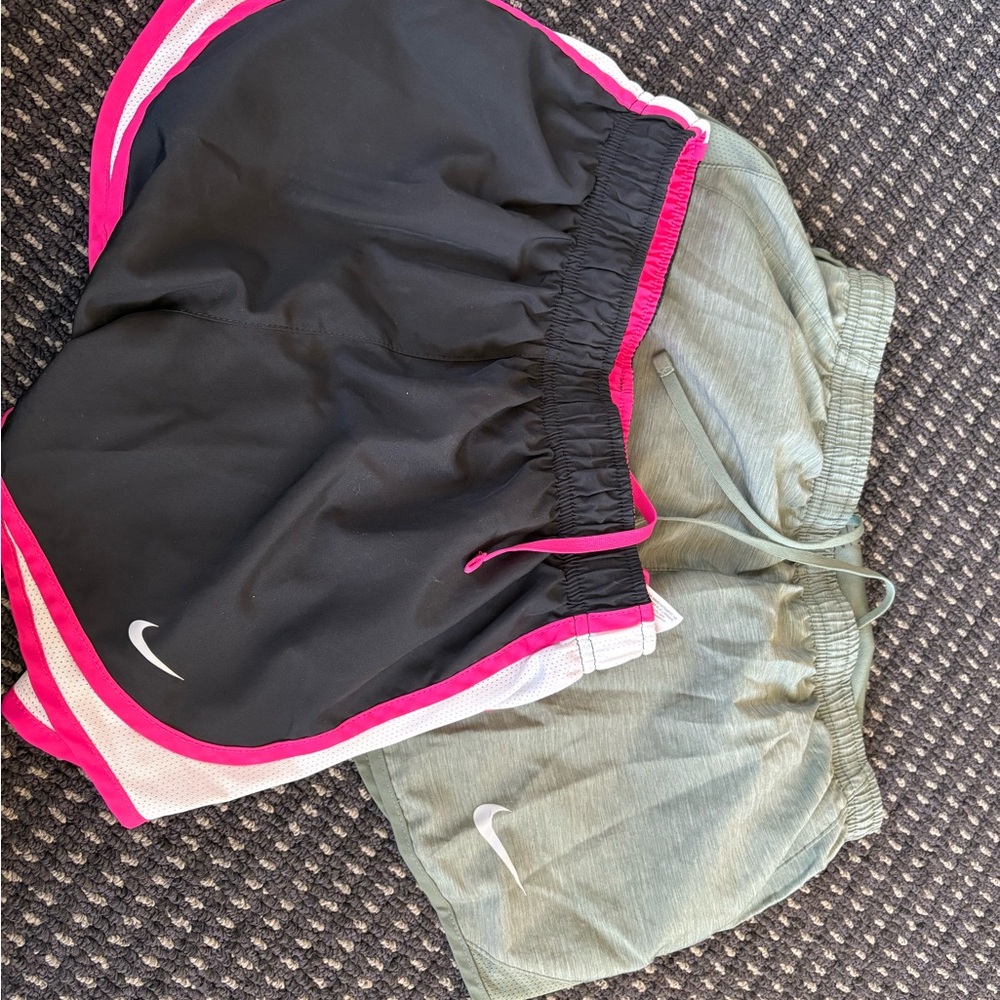 Nike Women’s Athletic Shorts Bundle - Black with Pink Trim and Green